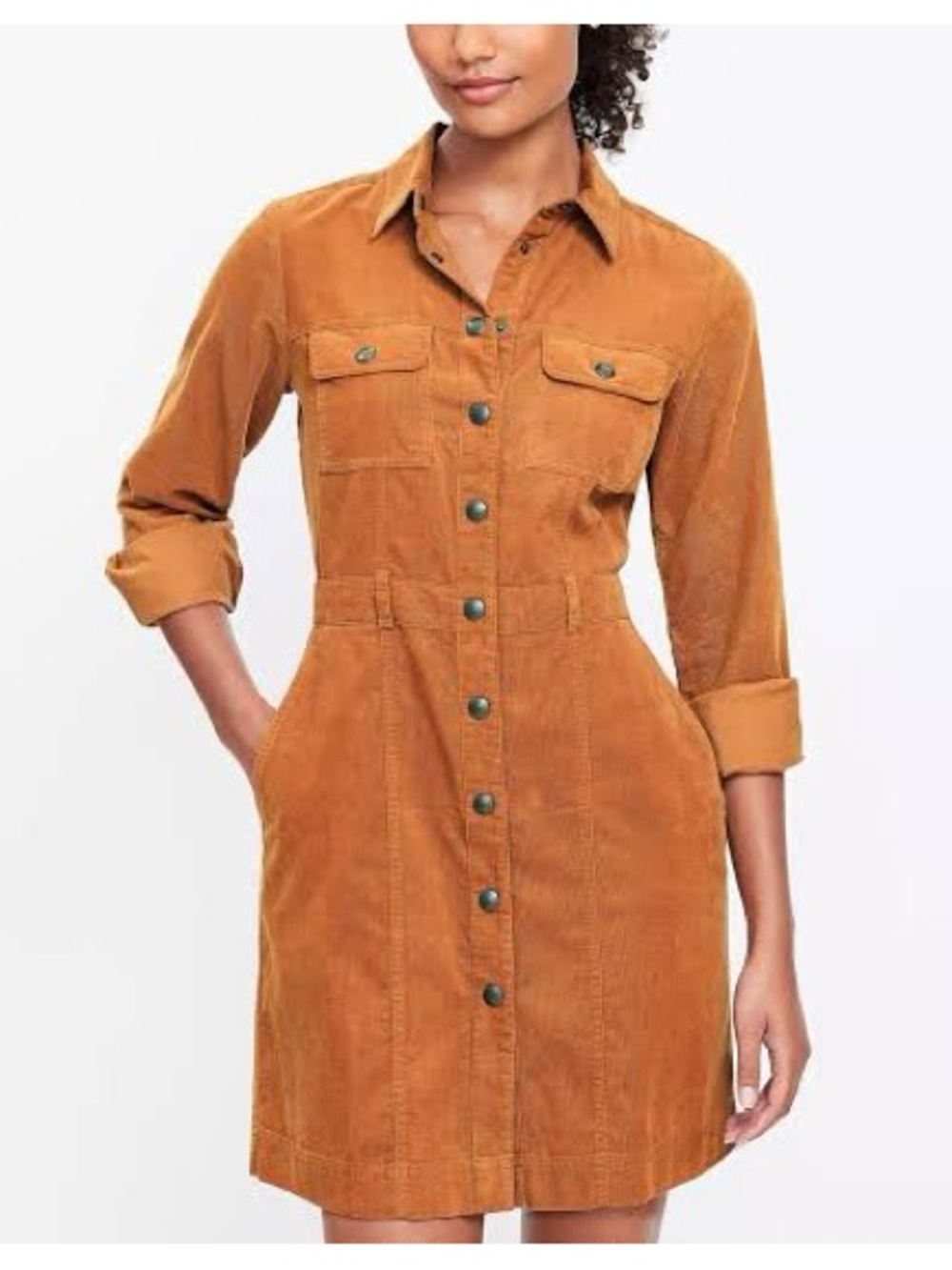 LOFT Corduroy Mini Pocket Shirt Dress